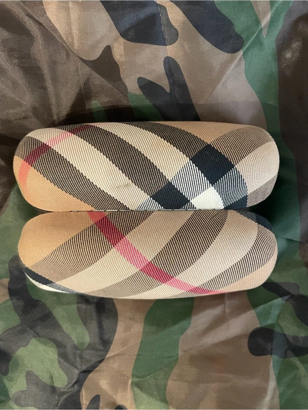 Burberry Beige Plaid Hard Sunglasses Case with Pink Accents
